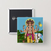 Heer Dattatreya Knop Vierkante Button 5,1 Cm (Voorkant /achterkant)