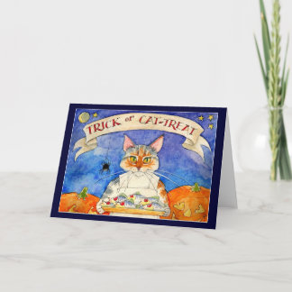 Heer de Halloween-Trick or treat-kaart van de Cat Kaart