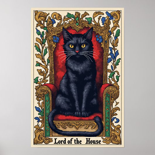 Heer des Huizes - Zwarte kat Poster (Voorkant)