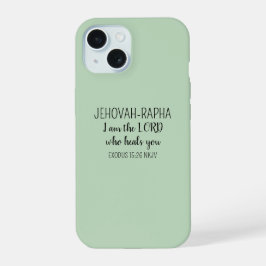 Heer Die Geneest Lichtgroen Eenvoudig Christelijk iPhone 15 Case