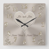  heer en mevrouw Gifts Champagne Clock Vierkante Klok (Voorkant)