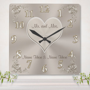  heer en mevrouw Gifts Champagne Clock Vierkante Klok