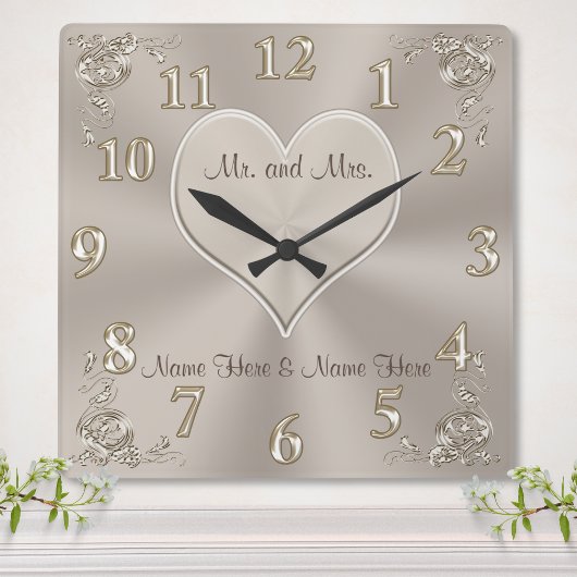  heer en mevrouw Gifts Champagne Clock Vierkante Klok