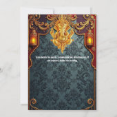 Heer Ganesh blauw gouden luxueuze Indiase bruiloft Kaart (Achterkant)