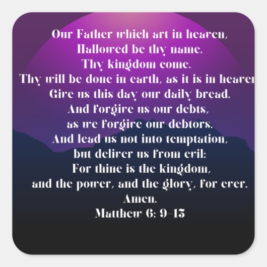 Heer gebed vierkante sticker (Voorkant)