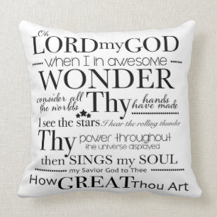 Heer God mijn God hoe geweldig je Art Word Art Kussen