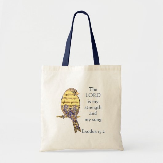 Heer is mijn Sterkte & Song Bijbel Schriftvogel Tote Bag (Voorkant)