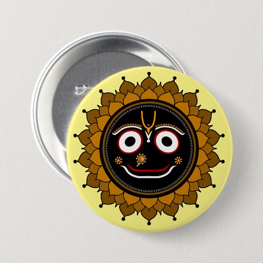 Heer Jagannath Devotional - Hare Krishna Ronde Button 7,6 Cm (Voorkant /achterkant)