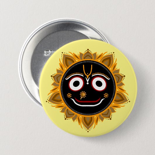 Heer Jagannath Devotional - Hare Krishna Ronde Button 7,6 Cm (Voorkant /achterkant)