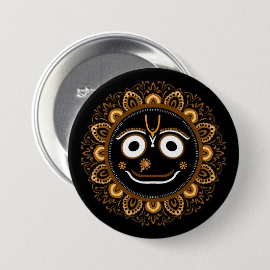 Heer Jagannath Devotioneel - Hare Krishna Ronde Button 7,6 Cm (Voorkant /achterkant)