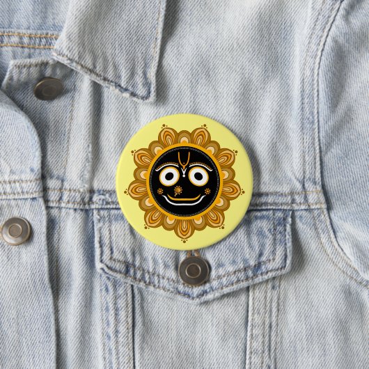 Heer Jagannath Devotioneel - Hare Krishna Ronde Button 7,6 Cm (In situ)