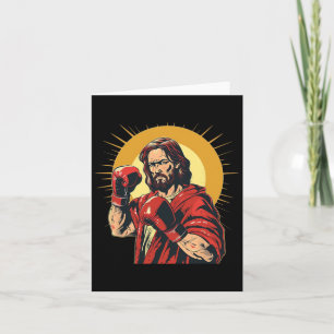 Heer Jezus en God in boksring kostuum voor sport Kaart