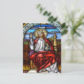 Heer Jezus op de troon gekleurd glas Briefkaart (Staand voorkant)