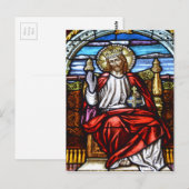 Heer Jezus op de troon gekleurd glas Briefkaart (Voorkant / Achterkant)