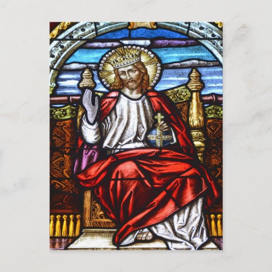 Heer Jezus op de troon gekleurd glas Briefkaart (Voorkant)