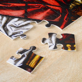 Heer Jezus op de troon gekleurd glas Legpuzzel (Zijkant)