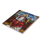 Heer Jezus op de troon gekleurd glas Tegeltje (Zijkant)