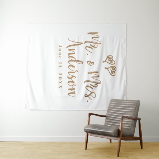 HEER & MEV. Goud Script Typografie Modern Minimaal Wandkleed (In Situ (horizontaal))