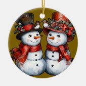 heer & mevrouw Snowman Keramisch Ornament (Voorkant)
