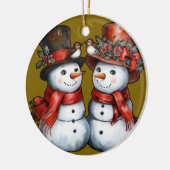 heer & mevrouw Snowman Keramisch Ornament (Links)