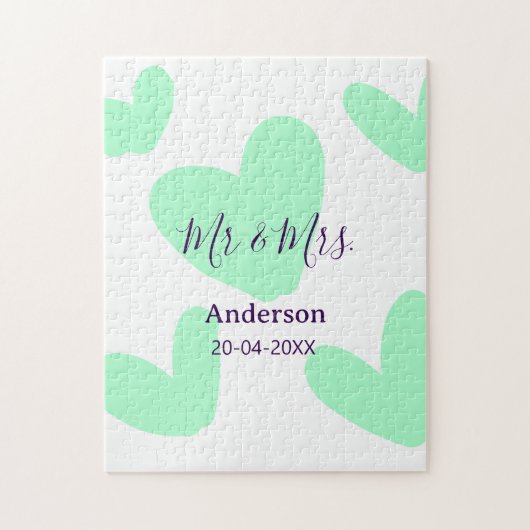 heer & mevrouw voeg familienaam datum jaar huwelij legpuzzel (Verticaal)