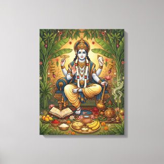 Heer Satyanarayana Hindoeïstische Devotionele Wand Canvas Afdruk