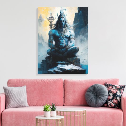 Heer shiva mediteren, housewarming, geschenk, idee canvas afdruk (Insitu (Woonkamer))