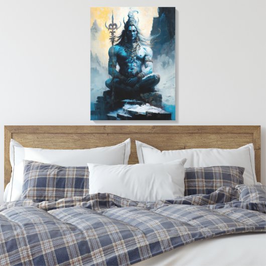 Heer shiva mediteren, housewarming, geschenk, idee canvas afdruk (Insitu (Slaapkamer))