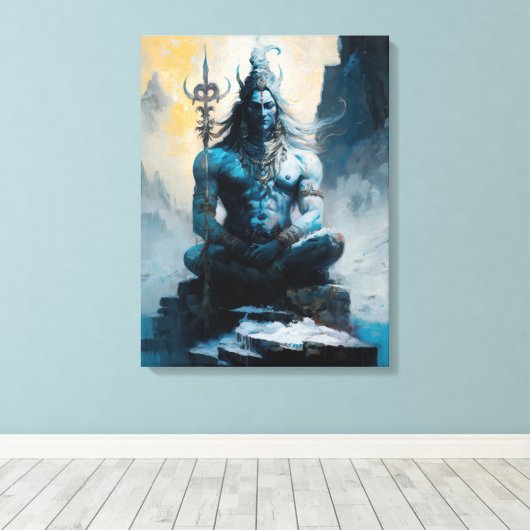 Heer shiva mediteren, housewarming, geschenk, idee canvas afdruk (Insitu (Houten vloer))