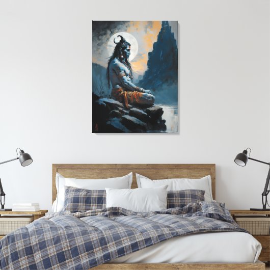 Heer shiva mediteren, housewarming, geschenk, idee canvas afdruk (Insitu (Slaapkamer))