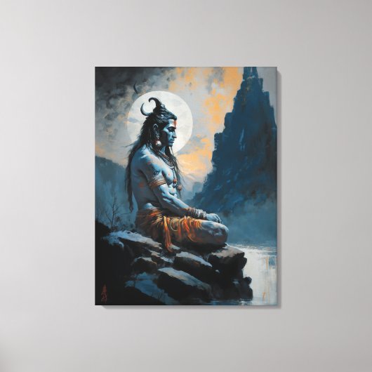 Heer shiva mediteren, housewarming, geschenk, idee canvas afdruk (Voorkant)