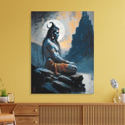 Heer shiva mediteren, housewarming, geschenk, idee canvas afdruk (Insitu (Woonkamer))