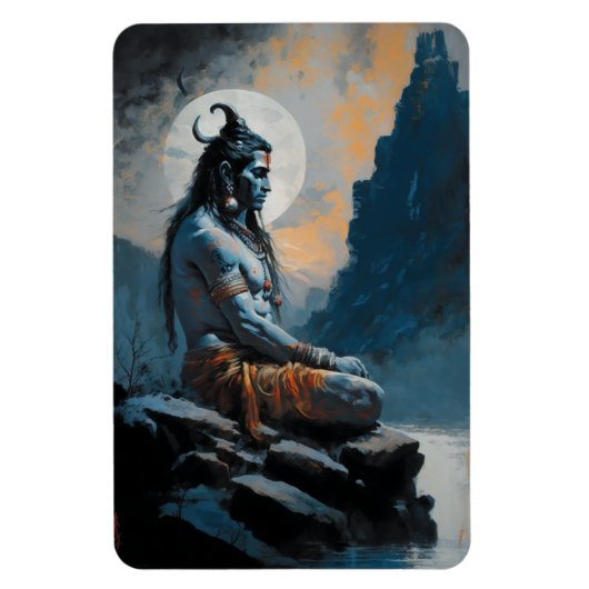 Heer shiva mediteren, housewarming, geschenk, idee magneet (Verticaal)
