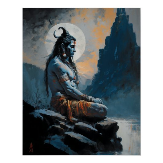 Heer shiva mediteren, housewarming, geschenk, idee perfect poster (Voorkant)