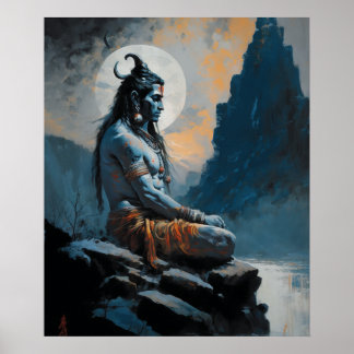 Heer shiva mediteren, housewarming, geschenk, idee poster