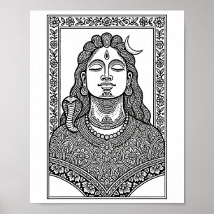 Heer Shiva traditionele Indiase Mehendi en Mandala Poster
