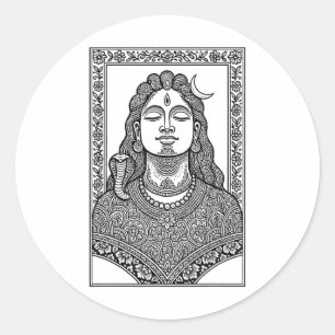 Heer Shiva traditionele Indiase Mehendi en Mandala Ronde Sticker