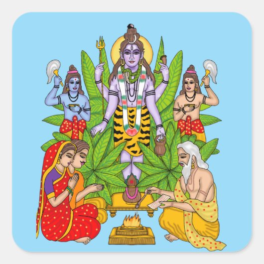 Heer Shiva Vierkante Sticker (Voorkant)