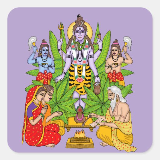 Heer Shiva Vierkante Sticker (Voorkant)