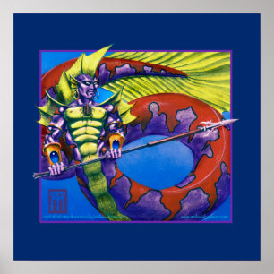 Heer van Atlantis op blauwdruk Poster