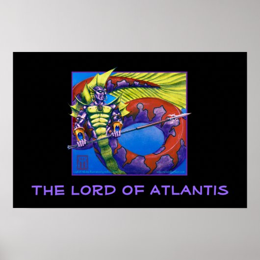 Heer van Atlantis op zwarte afdruk Poster (Voorkant)