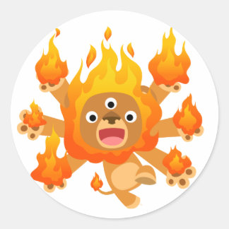 Heer van het vuur! (schattige cartoon leeuw) Stick Ronde Sticker
