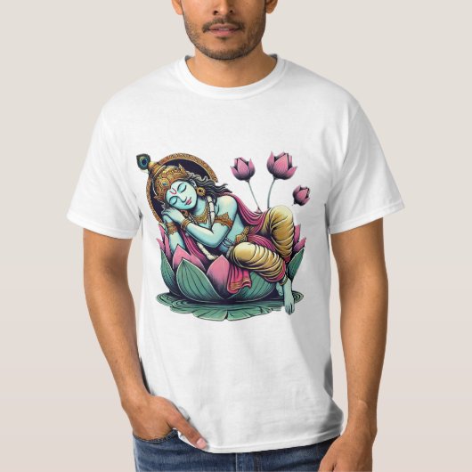 Heer Vishnu Rust op de Lotus: Symbool van Kosmisch T-shirt (Voorkant)