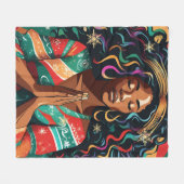 Heer zegene en hou je kerst zwart vrouw fleece deken (Voorkant (Horizontaal))