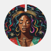 Heer zegene en hou je kerst zwart vrouw glas ornament (Achterkant)