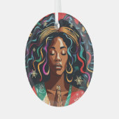 Heer zegene en hou je kerst zwart vrouw glas ornament (Voorkant links)