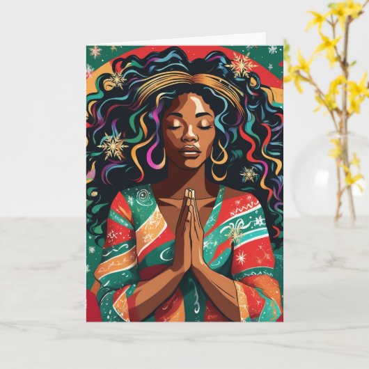 Heer zegene en hou je kerst zwart vrouw kaart (Gele Bloem)
