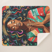 Heer zegene en hou je kerst zwart vrouw sherpa deken (Voorkant (horizontaal))