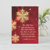 Heer zegene u Bijbel Elegant Rode Kerst Platte Feestdagenkaart (Staand voorkant)