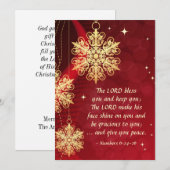 Heer zegene u Bijbel Elegant Rode Kerst Platte Feestdagenkaart (Voorkant / Achterkant)